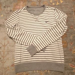 Grey and white Nike crew neck